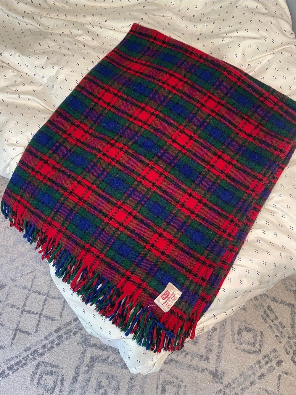 Vintage Troy Wool Throw Blanket